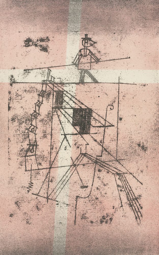 The Tightrope Walker by Paul Klee, a figure balancing on a rope above a scaffold